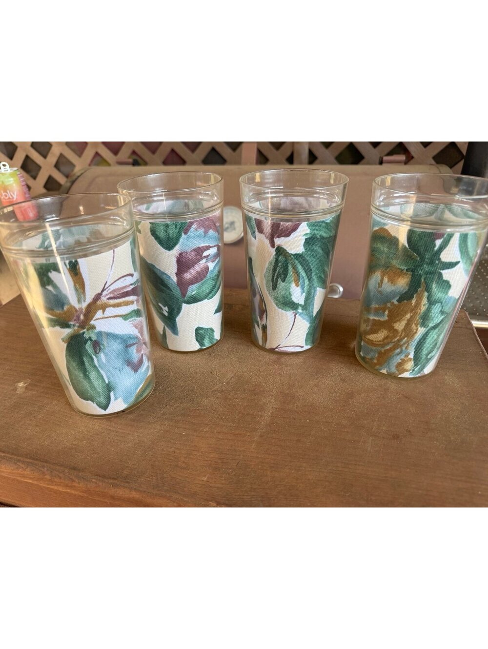 Large Vintage Insulated Tumblers Plastic Drinking Glasses Set of 4 Grandmacore